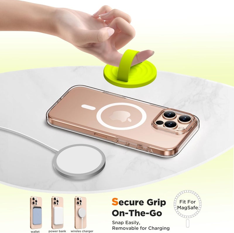 COFFKER Magnetic Phone Grip Ring Holder, Liquid Silicone Magnet Cell Phone Grip Finger Loop, Compatible with Magsafe, Back of Phone for iPhone 17/16/15/14/13/12 Series, Neon Yellow - Image 4